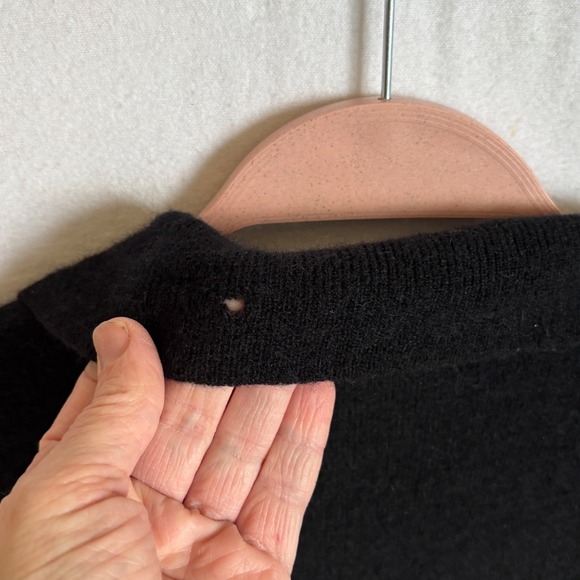 Vintage SML Sport Ltd Black Beaded Cardigan Sweater Collar Sz L Lambswool Angora - Picture 5 of 8